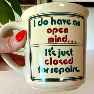 Vintage “open mind” mug